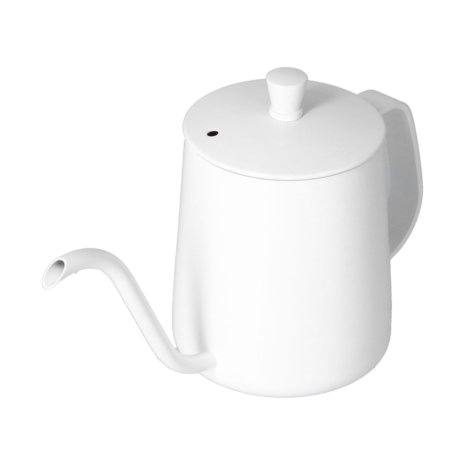 600 Ml Weißer Edelstahl-kaffeekessel (304) Mit Langem Teflon-ausguss Und Filterkanne Mit Deckel.