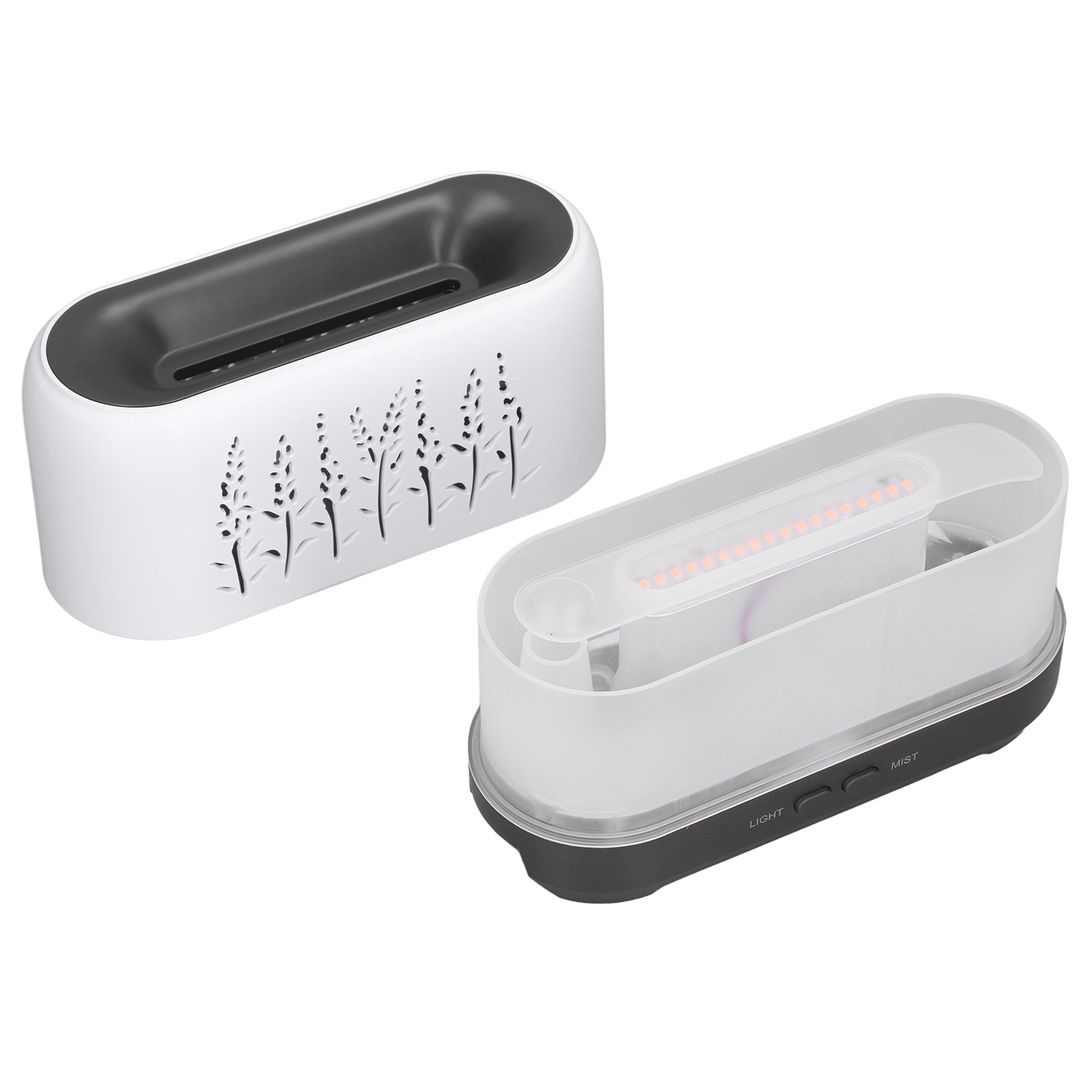 200-ml-duftdiffusor, Luftbefeuchter Mit Perforierter Flamme, Stimmungsleuchte Mit Weißer Flamme, Usb-anschluss