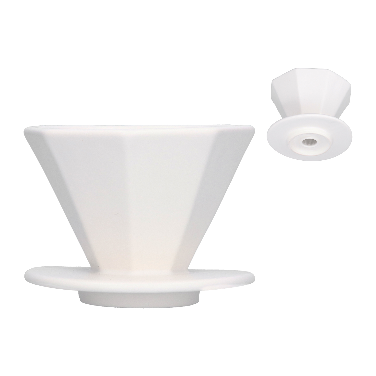 V60 Achteckiger Kaffeefilter Aus Dicker Keramik Für 1-2 Personen, Weiße Ausführung