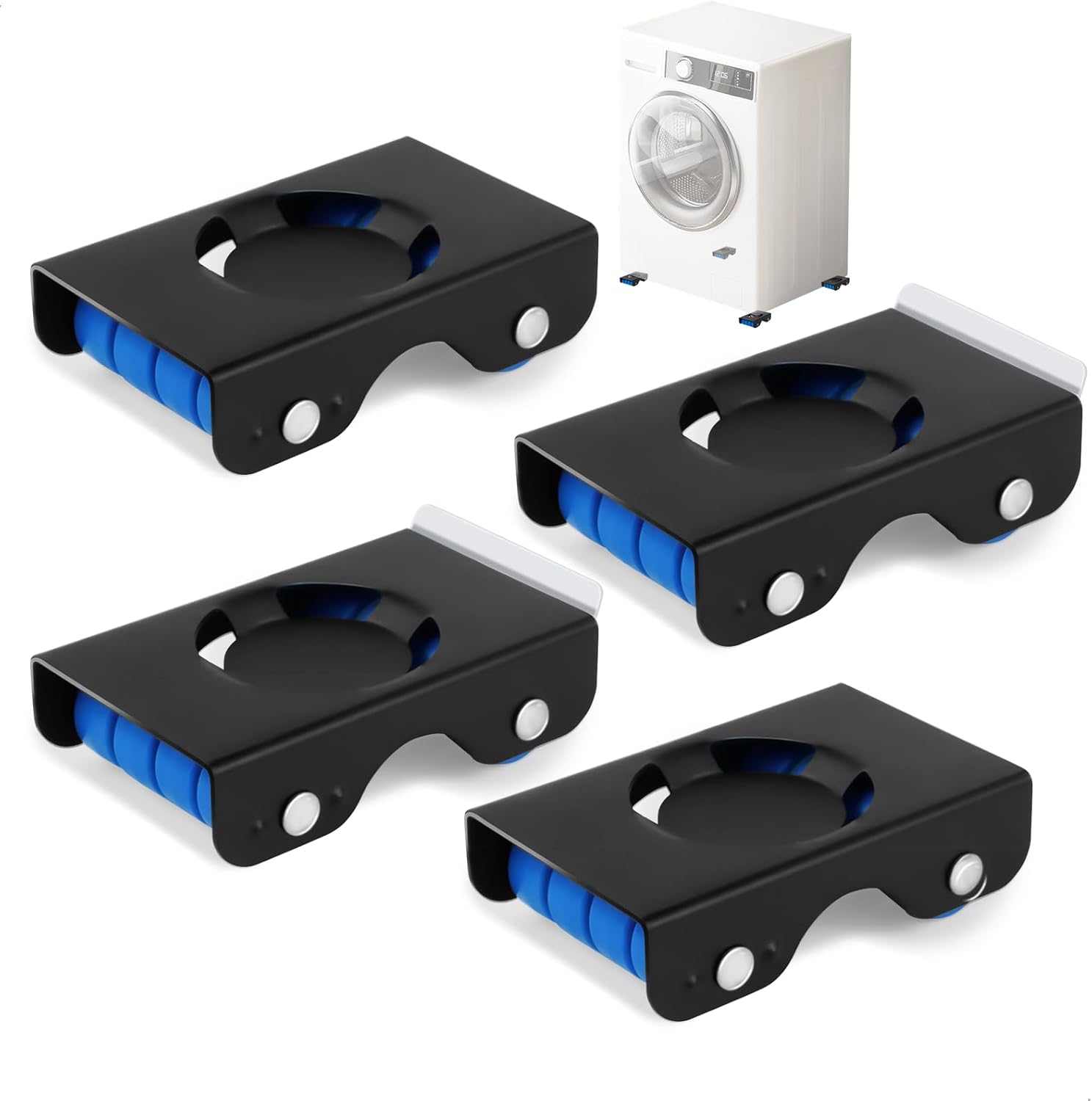 Support Mobile Lave-linge Meubles Roulettes Avec Frein, Base Universelle En Alliage, Capacité 700 Kg, Antidérapant Et Résistant À L’humidité, 4 Roues Silencieuses Pour Appareils Électroménagers
