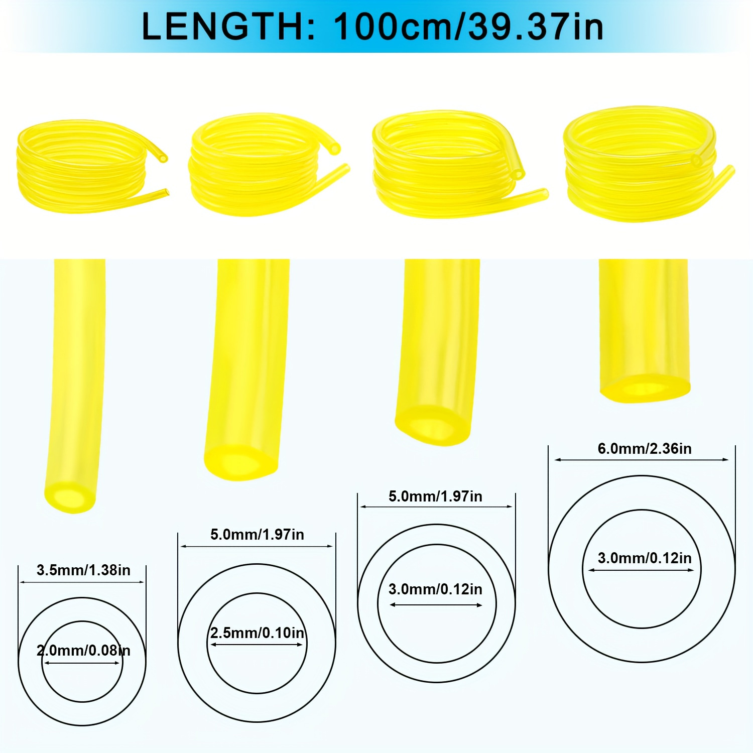 Lot De 4 Tuyaux D'Essence (2x3.5mm, 2.5x5mm, 3x5mm, 3x6mm) Pour Outils De Jardin