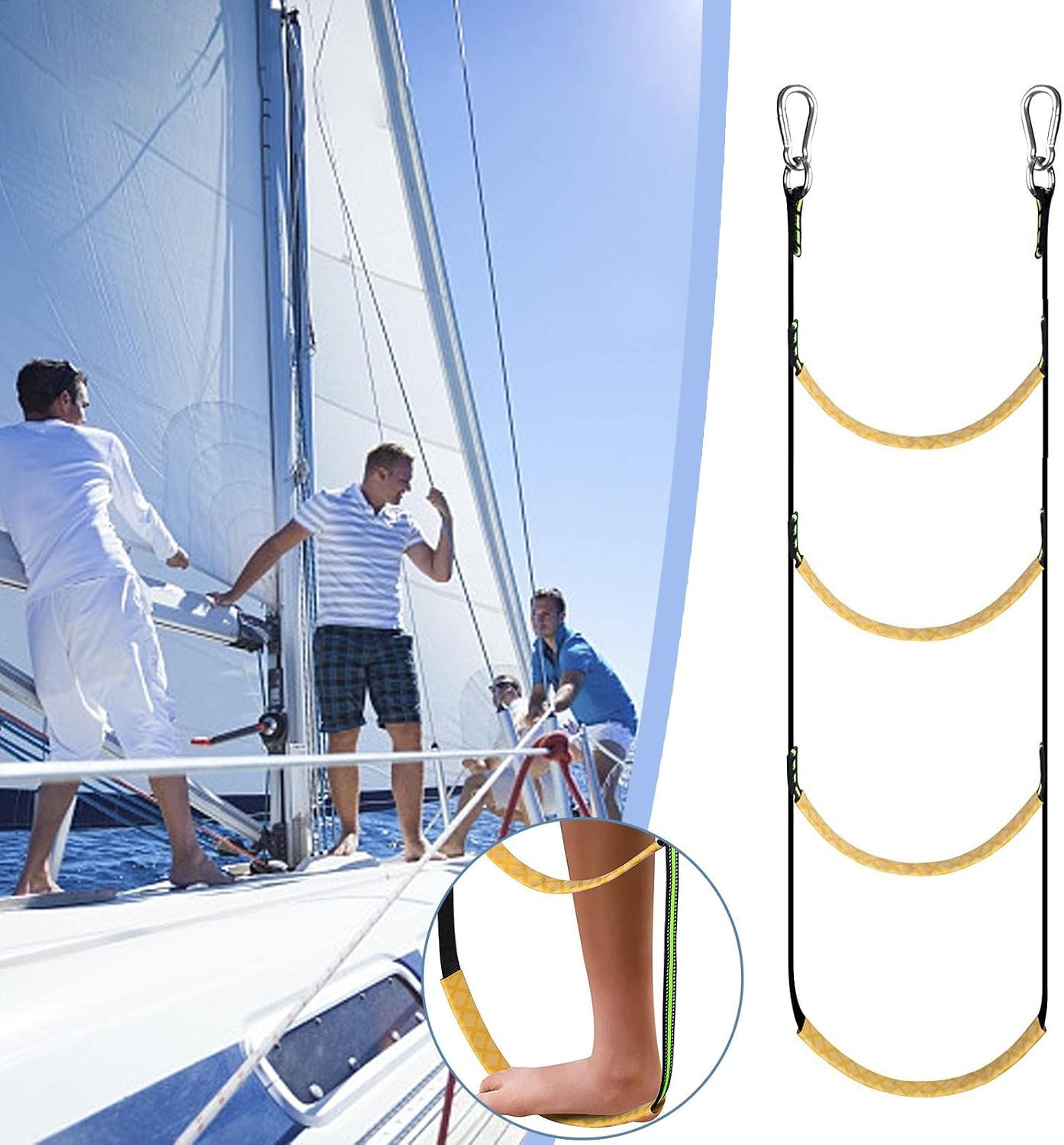 Échelle De Corde 4 Marches Pour Bateau - Amovible, Pour Bateau Gonflable, Kayak, Jet Ski, Canoë, Sécurité Nautique