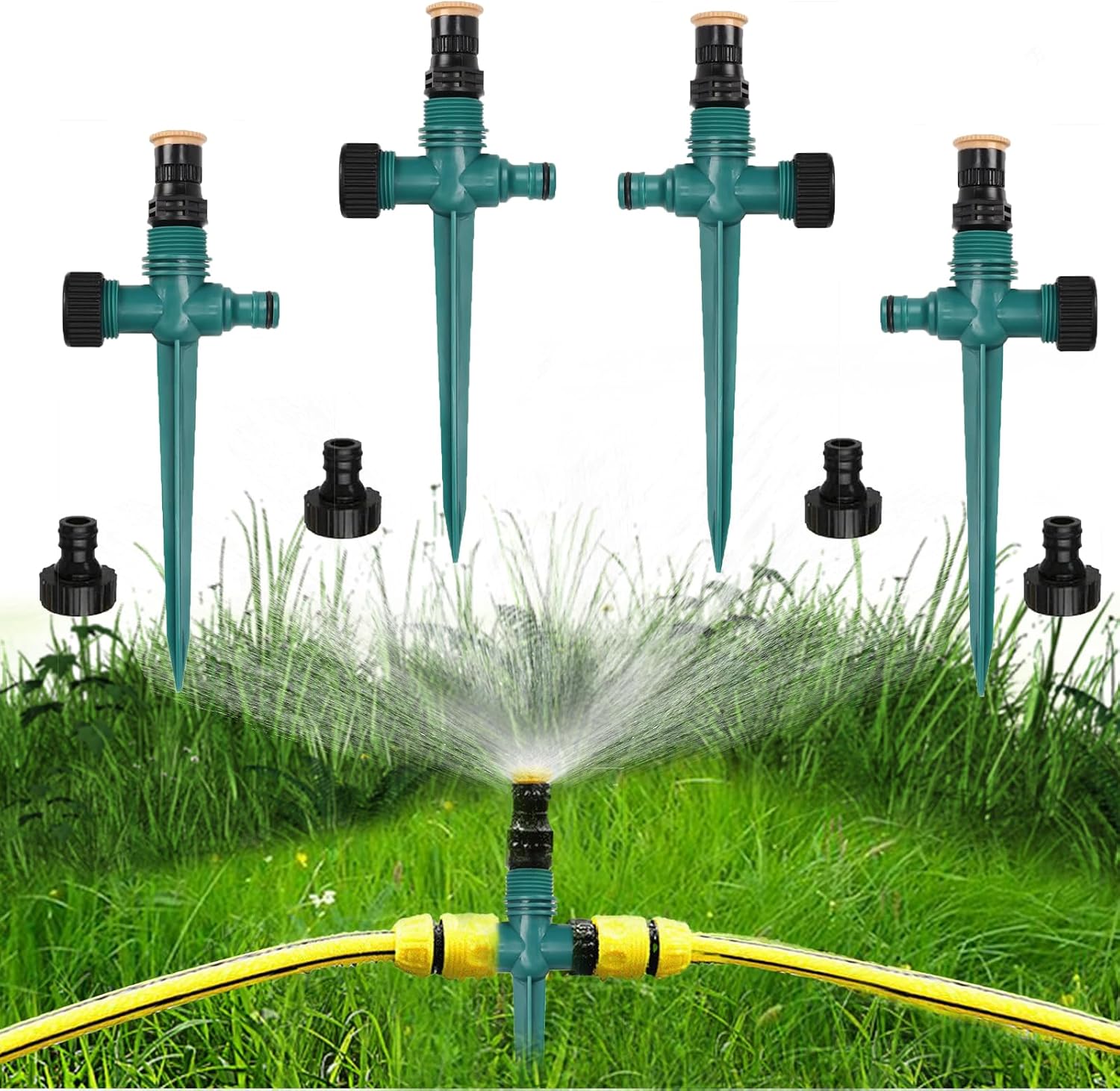 Arroseur De Jardin,4 Pièces Arroseur Automatique 360° Rotatif,arroseur De Pelouse,pulvérisateur D'Irrigation Réglable Pour Jardin Pelouse Plantes Légumes Fleurs Cour Pastorale (green)