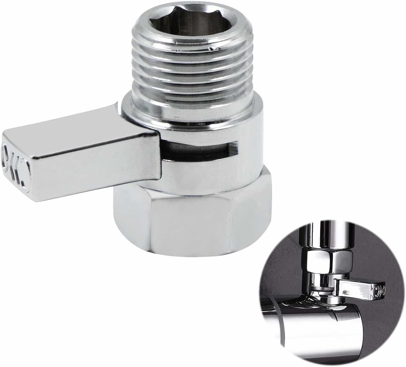 Vanne D'Arrêt Pommeau Douche Contrôle - Filetage G1/2" Robinet Extérieur, D'Angle Chrome Shut-off Pour Flux Robinet Débit Rechange Universelle, Valve D'Angle Chromée Douchette À Main, Bras Douche