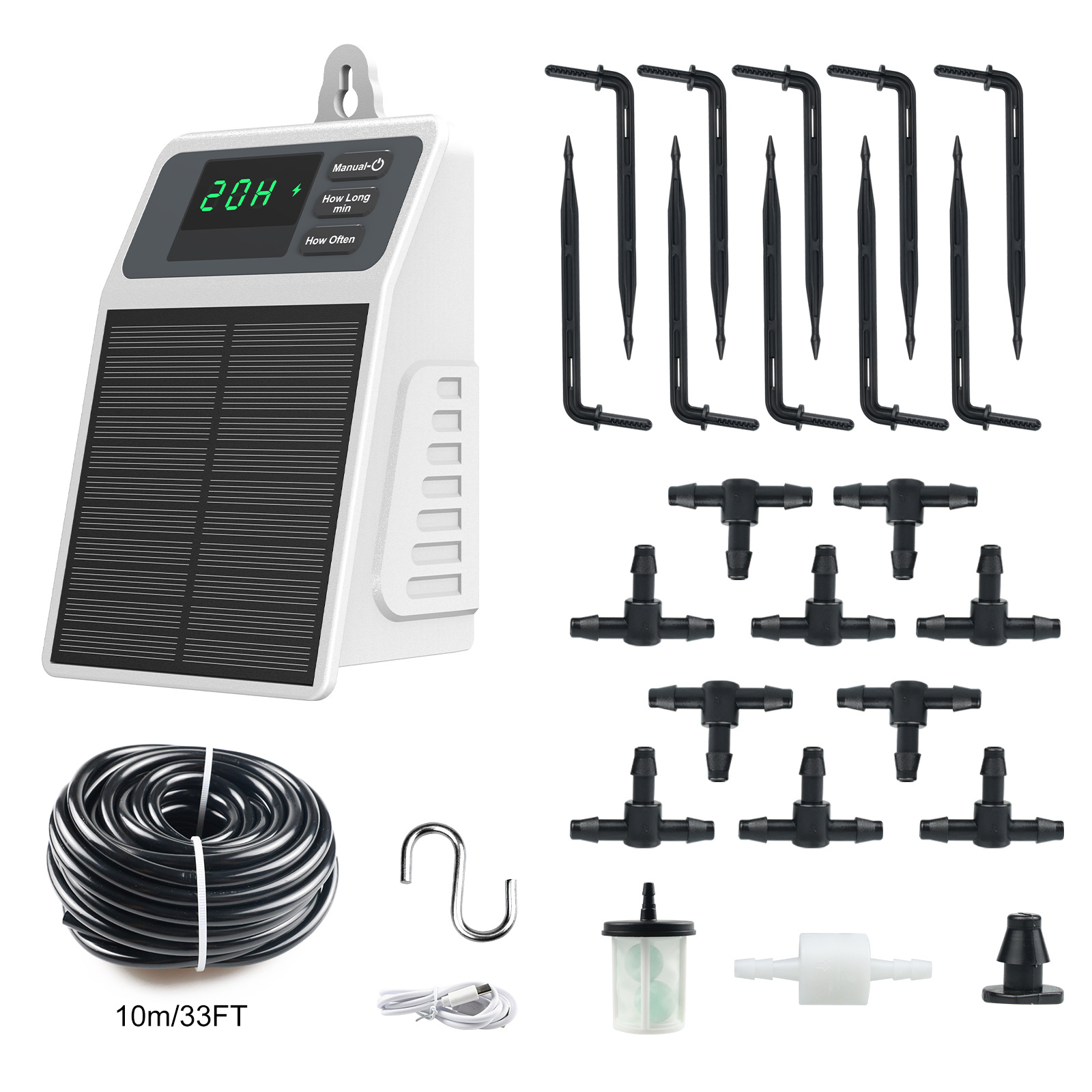Kit D'Irrigation Goutte-à-goutte Automatique Solaire, Système D'Arrosage Pour Jardin Balcon Potager Avec Pompe Solaire Et Minuterie, Économiseur D'Eau Pour Plantes