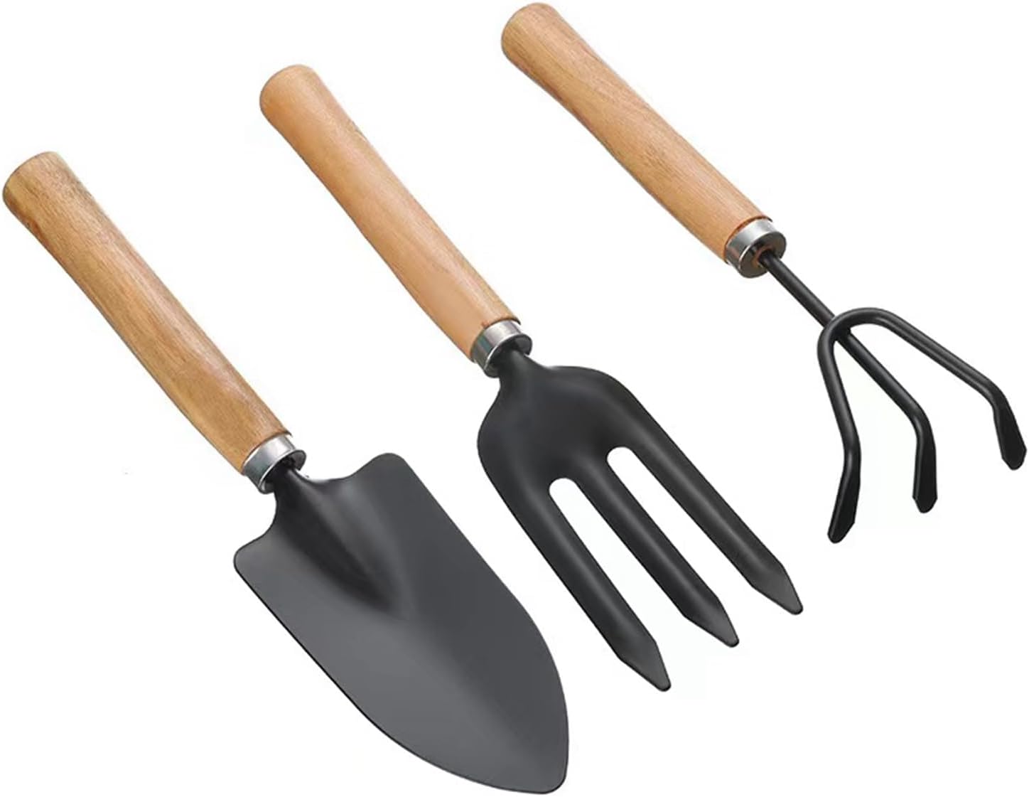 Lot De 3 Mini Outils De Jardinage À Main - Petits Outils Légers En Fer - Râteau - Pelle - Bêche - Pour Intérieur Et Extérieur - Plantation En Pot