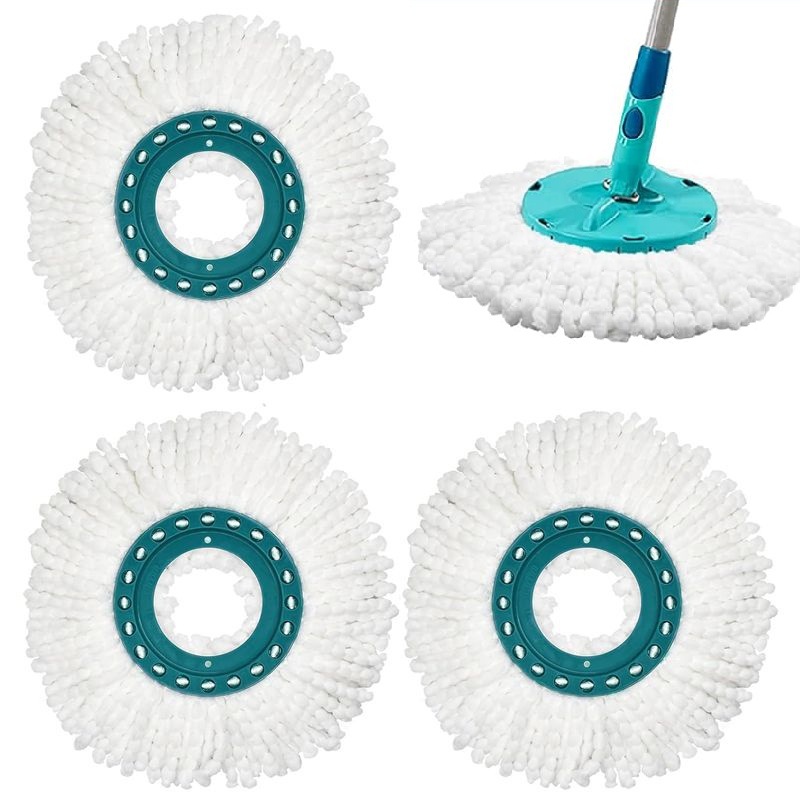 Lot De 3 Pads Compatibles Leifheit Twist - Têtes De Rechange En Microfibre Pour Balai Rotatif, Lavables Et Réutilisables