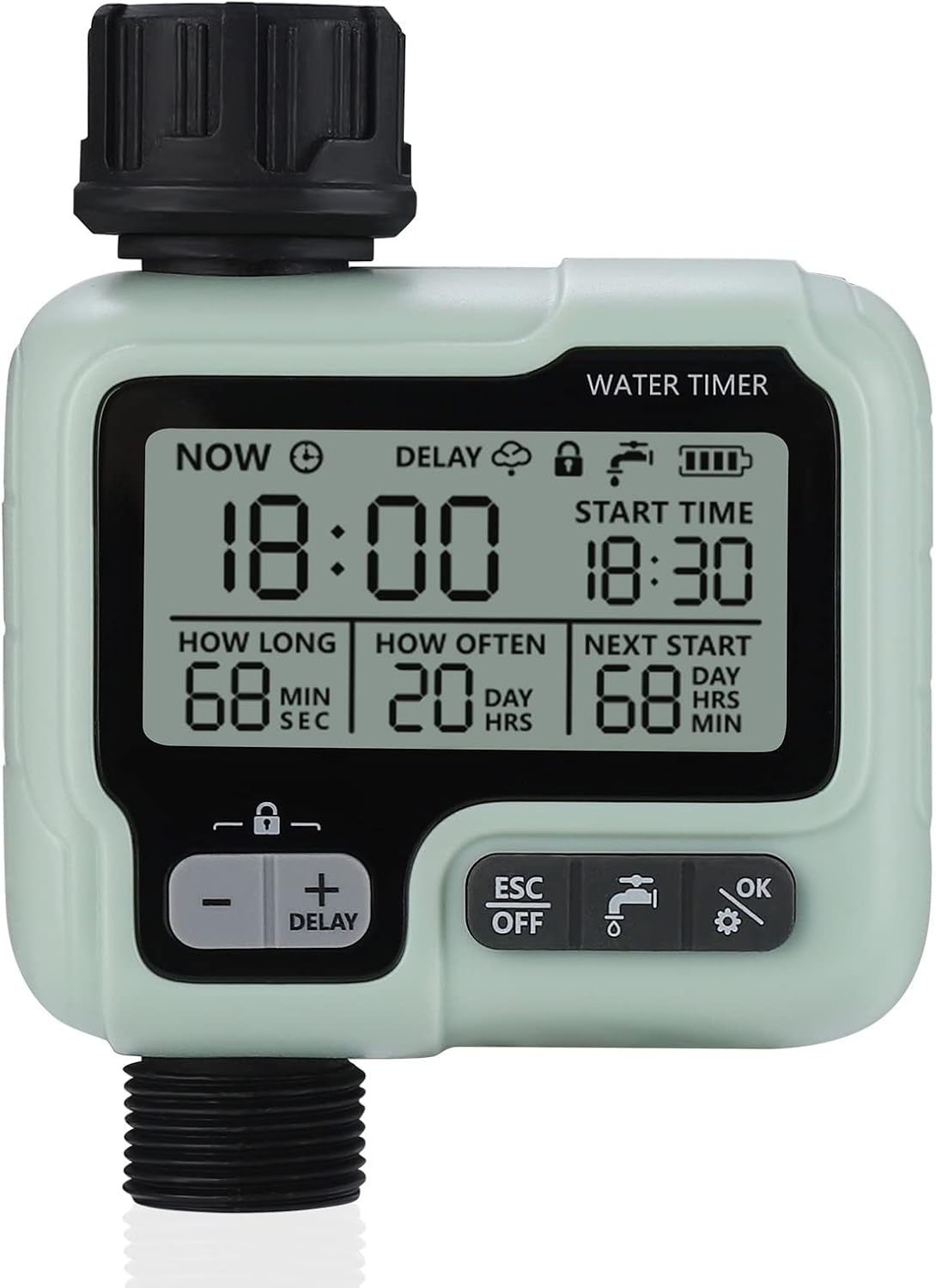 Ordinateur D'Irrigation Avec Entrée En Laiton, Minuterie D'Arrosage, Minuterie De Jardin, Irrigation Avec Retard De Pluie, Contrôle D'Irrigation Automatique/manuel Programmable
