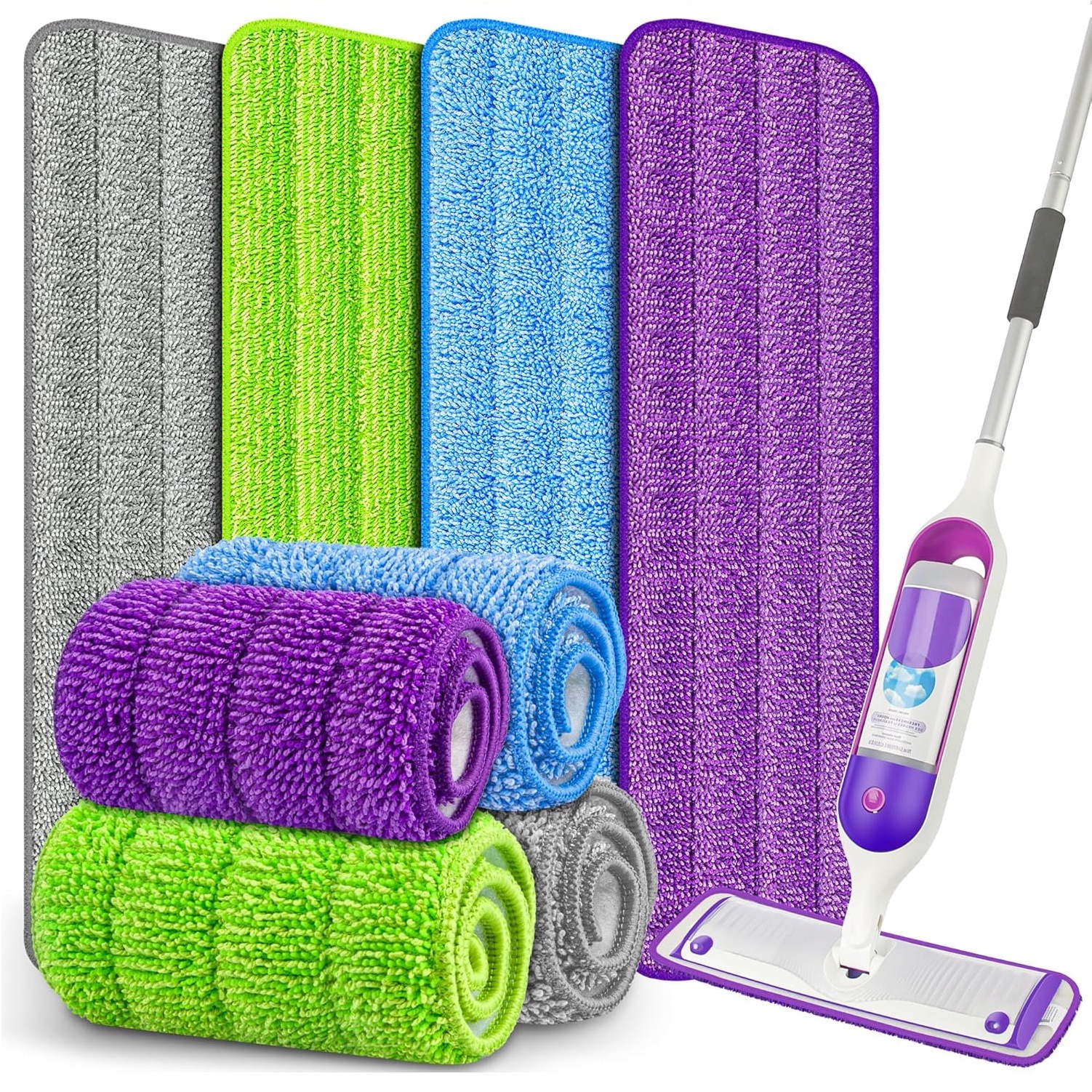 Lot De 4 Pads Compatibles Swiffer Powermop - Têtes De Rechange Trapézoïdales Pour Serpillière À Vaporisation - Microfibre Lavable Et Réutilisable