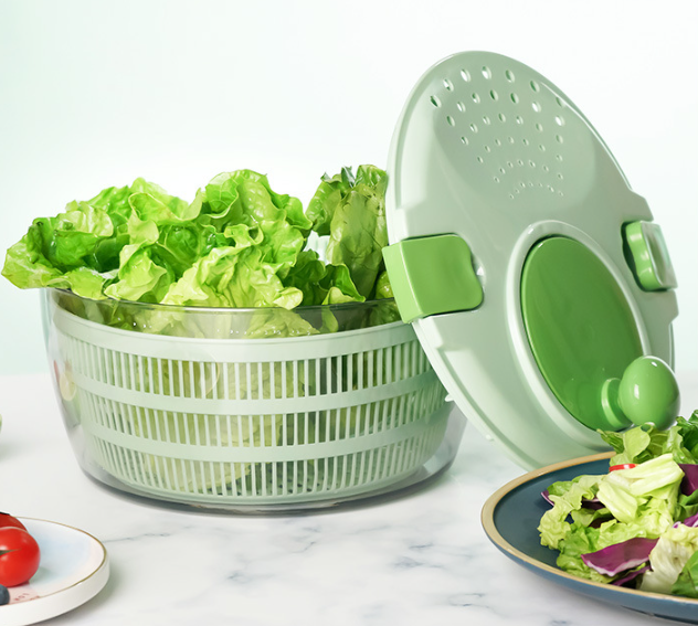 Essoreuse À Salade 5 En 1 - Séchoir À Légumes 4l Spin Dry, Lave Et Essore Laitue En 30 Secondes, Économiseur De Temps Pour Cuisine, Design Avec Poignée Ergonomique