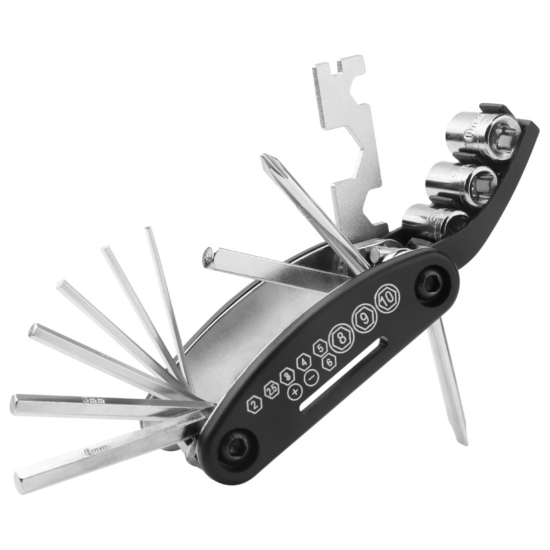 Outil Multifonctionnel Pliant Pour Réparation - Kit Combiné Vélo Et Voiture, Pour Pneus Et Petites Réparations, Compact Et Complet
