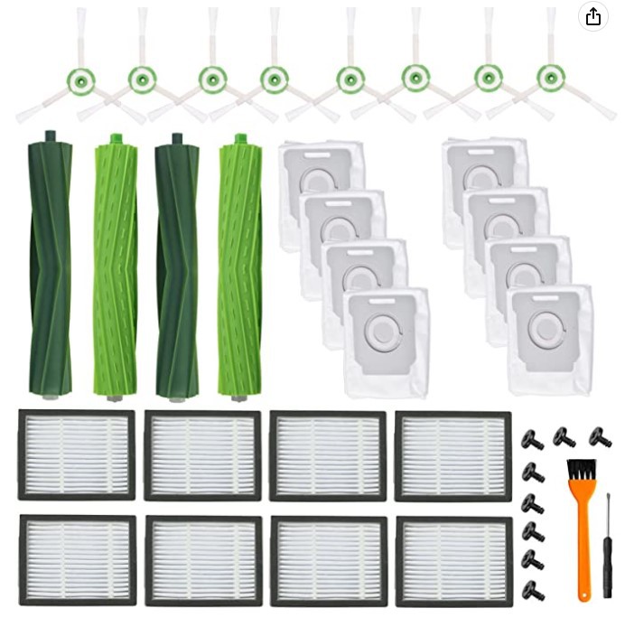 Accessoires Pour Irobot Roomba I7/i7+/i3/i8 Et Braava E5/e6 - Kit Complet Avec Brosse Latérale, Brosse Principale, Filtres Et Sacs À Poussière De Rechange