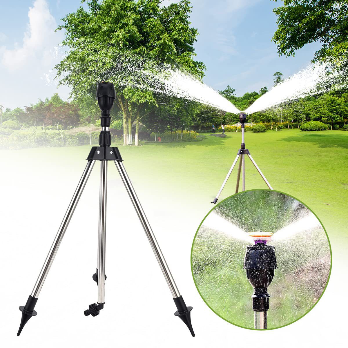 Arroseur Rotatif Automatique, Trépied Télescopique Pour Pelouse Et Jardin – Système D'Irrigation Économe En Eau