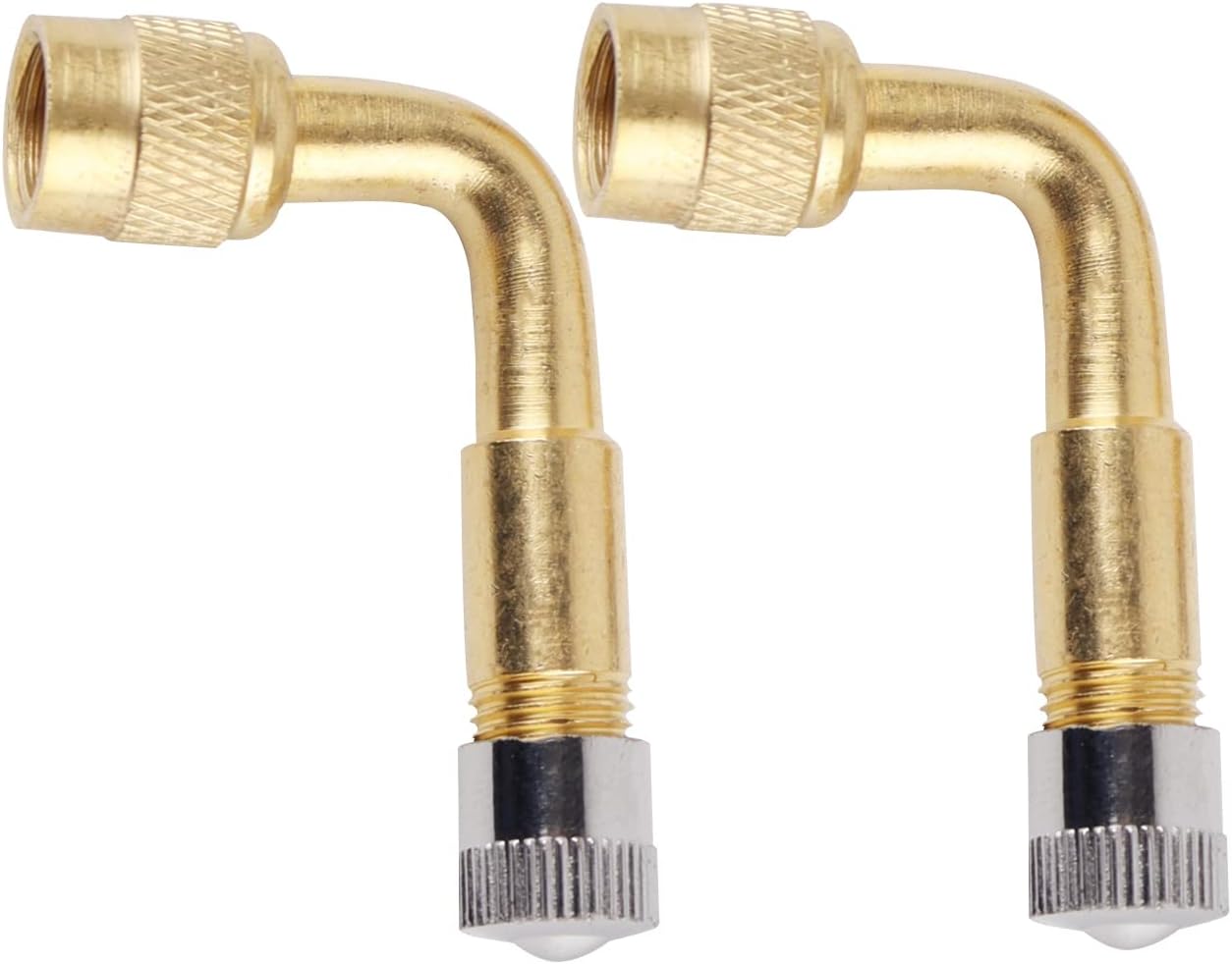 Adaptateur De Valve À 90° En Laiton - Lot De 2 - Pour Gonflage Pneus De Voiture, Moto, Vélo Ou Ballon