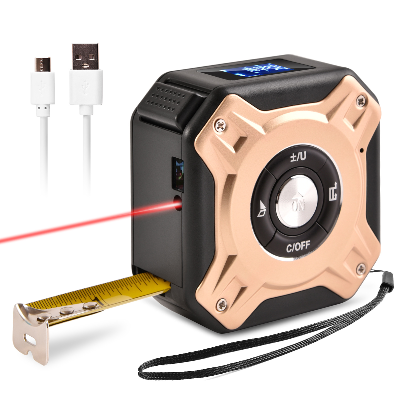 Décamètre Laser 40m Professionnel Avec Ruban Métallique 5m Intégré, Mesure Distance Surface Volume, Boîtier Aluminium, Unités Métrique/impérial, Pour Btp Bricolage