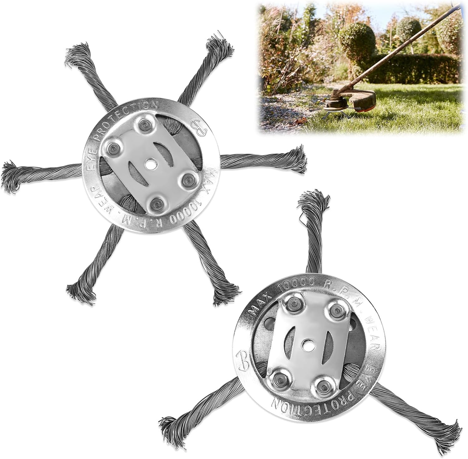 2 Pièces 15,24cm Tête De Coupe Herbe En Acier (3 Et 6 Lames), Universelle Tête De Désherbeur En Fil D'Acier Remplacement Pour Tondeuse À Gazon Accessoires (argent)