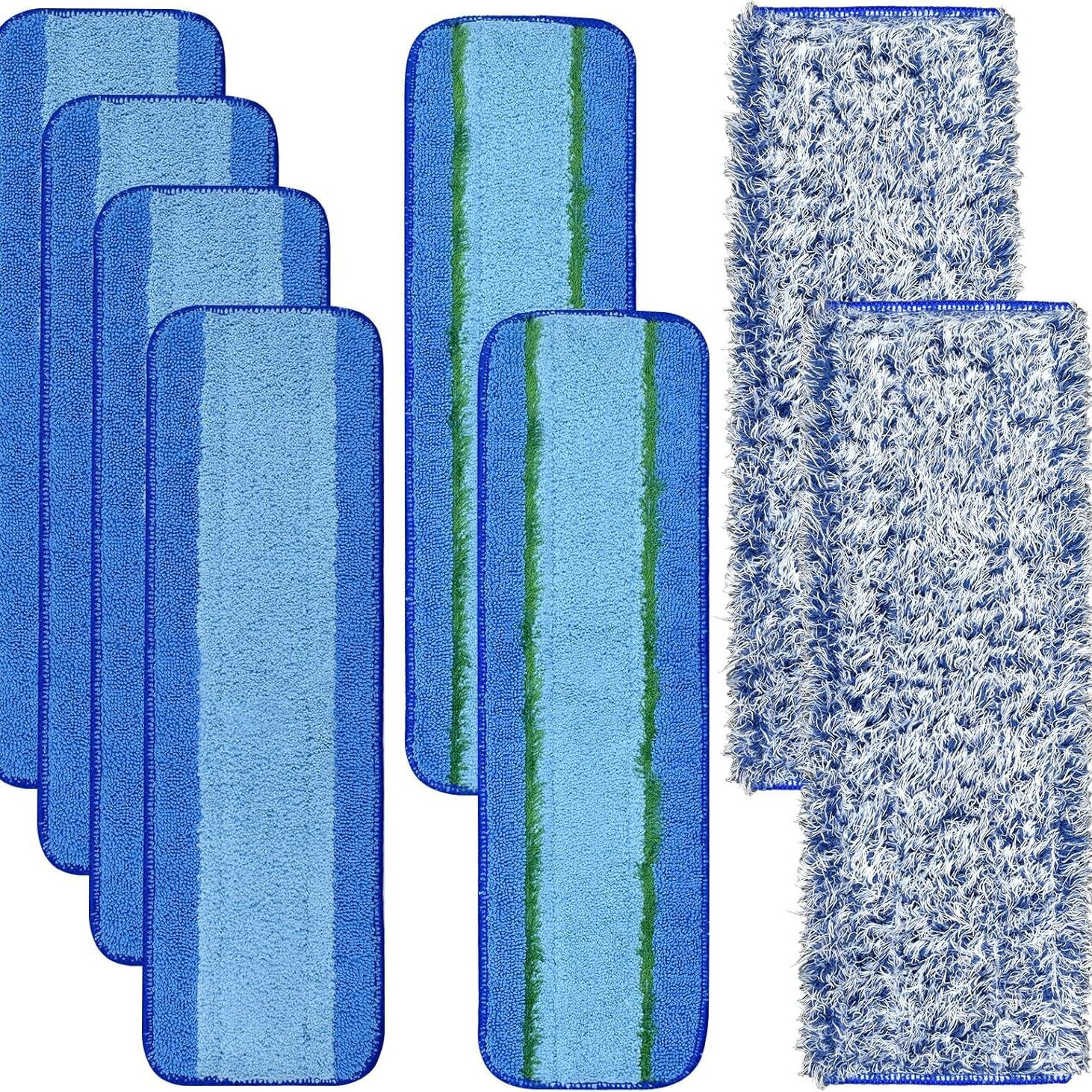 Lot De 8 Pads Compatibles Bona – Têtes De Rechange En Microfibre Pour Balai Plat, Fixation Velcro, Lavables Et Réutilisables