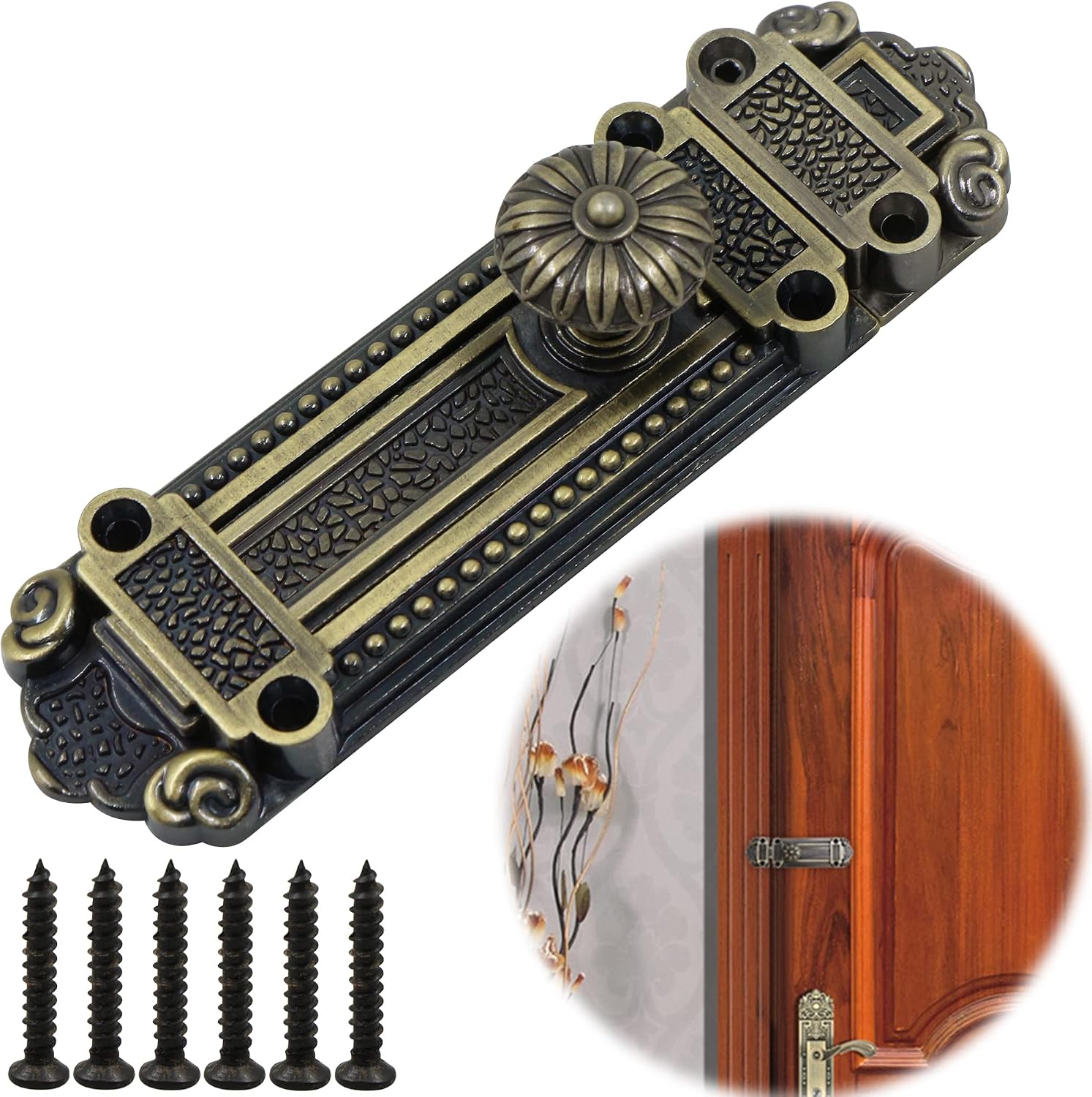 Cadenas Loquet Hasp Boucle Serrure - Vintage Design Alloy Latch Retro Style Avec Vis Et Clé, À Verrou Rétro Pour Boîte Bijoux En Bois Tiroir Boîte Armoire Décorative, Décoratifs Cabinet