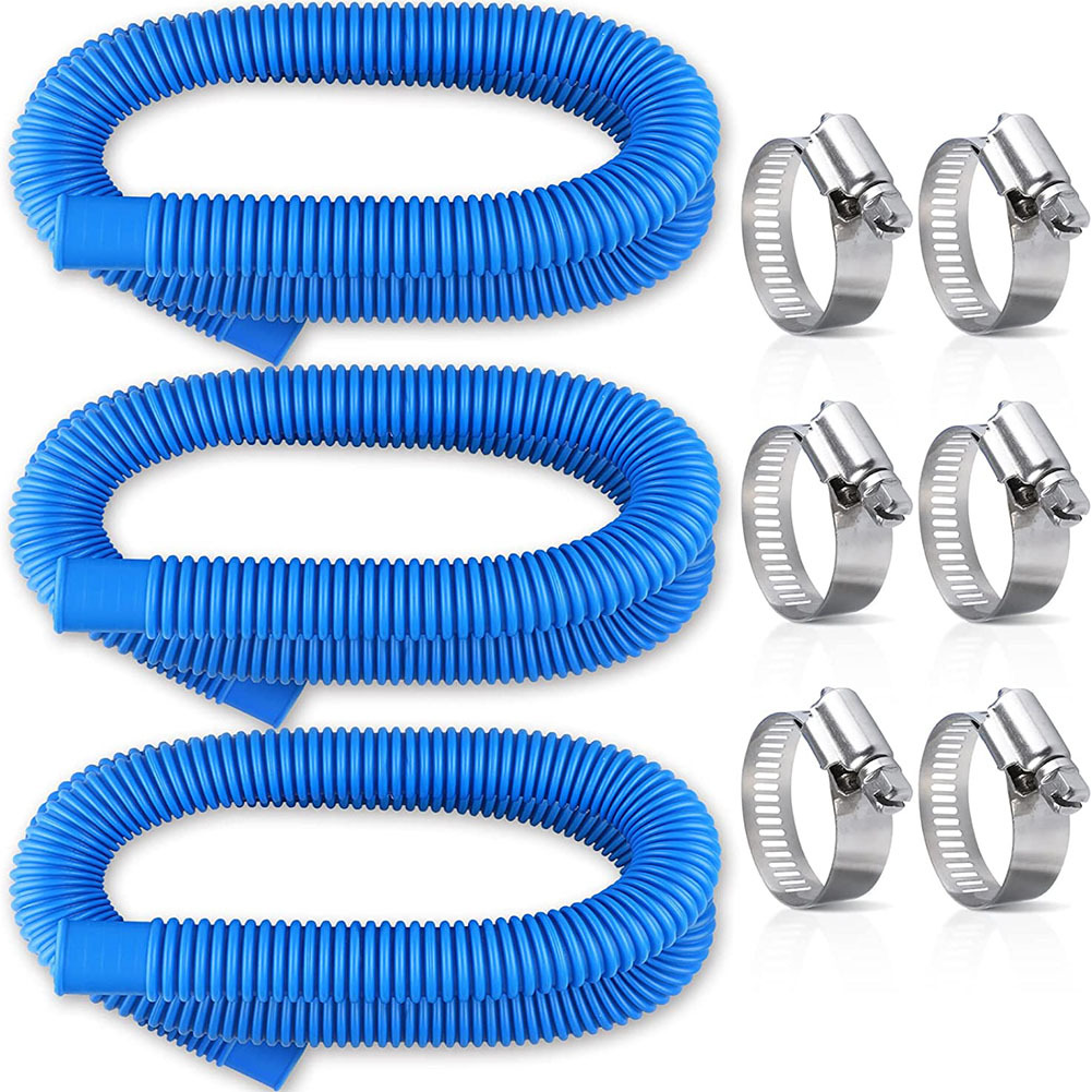 Tuyaux De Rechange Pour Pompe De Piscine 32mm - Lot De 2 Avec 6 Colliers De Serrage Métalliques, Pour Système De Filtre Hors Sol, Tuyau Enroulé