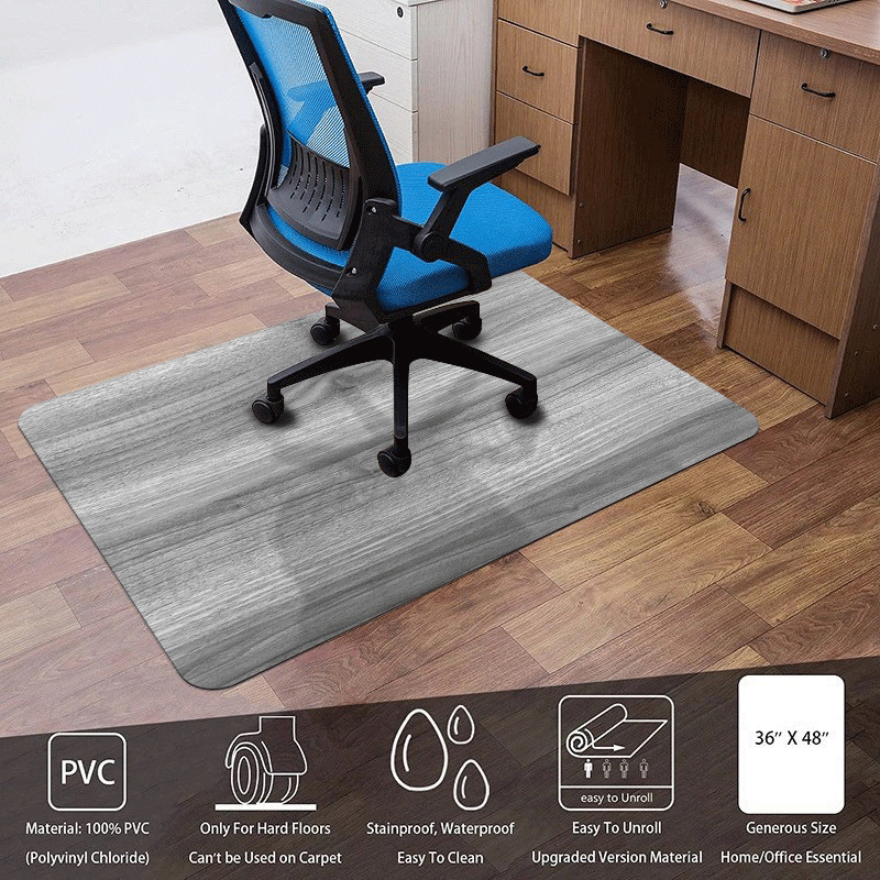 Rutschfeste Bodenmatte Für Arbeits-/wohnzimmer, Stuhlkissen, Sitzkissen, Schutzmatten Für Holzböden Und Fliesen – Dunkelgraue Holzmaserung – 91,5 X 122 Cm X 2 Mm