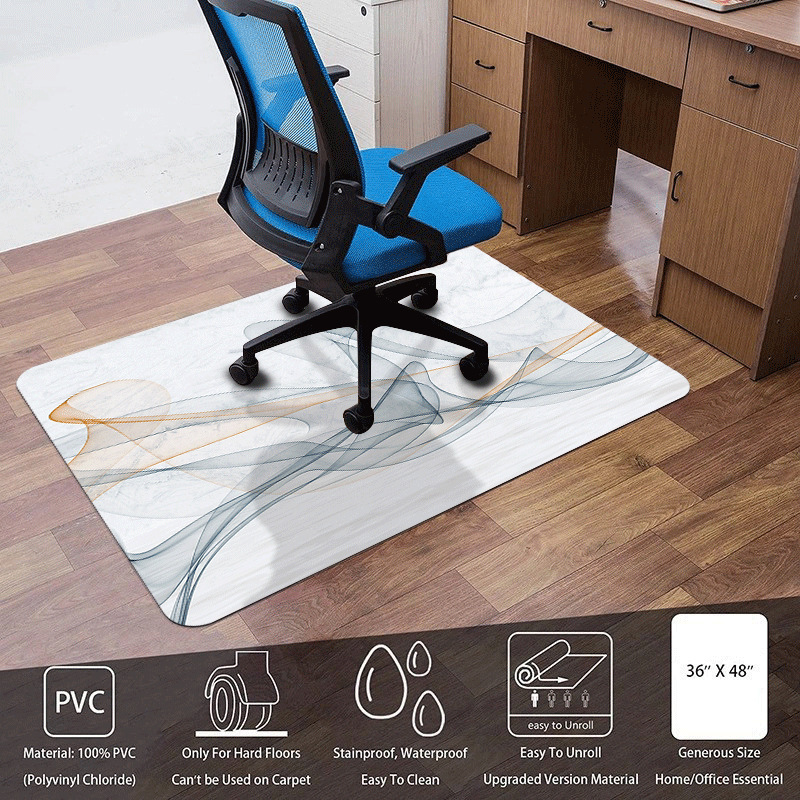 Rutschfeste Bodenmatte Für Arbeits-/wohnzimmer, Stuhlkissen, Sitzkissen, Schutzmatten Für Holzböden Und Fliesen – Weißer Marmor – Tuschewaschung – 91,5 X 122 Cm X 2 Mm