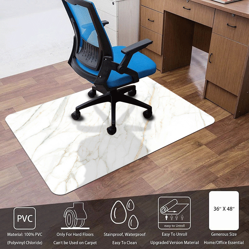 Rutschfeste Bodenmatte Für Arbeits-/wohnzimmer, Stuhlkissen, Sitzkissen, Schutzmatten Für Holzböden Und Fliesen – Weißes Marmormuster Mit Diagonalen Streifen – 76 X 122 X 2 Mm