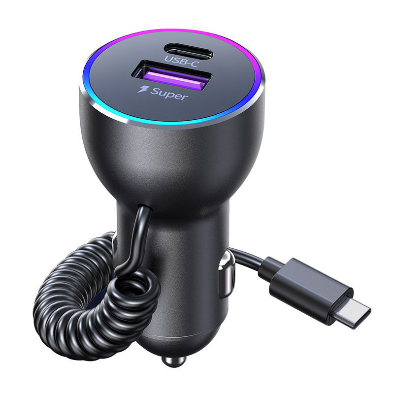 Schnellladefähiges Kfz-ladegerät Mit Metallgehäuse, Kompatibel Mit Apple, Huawei, Samsung Pd 30w - K16c - Schwarz