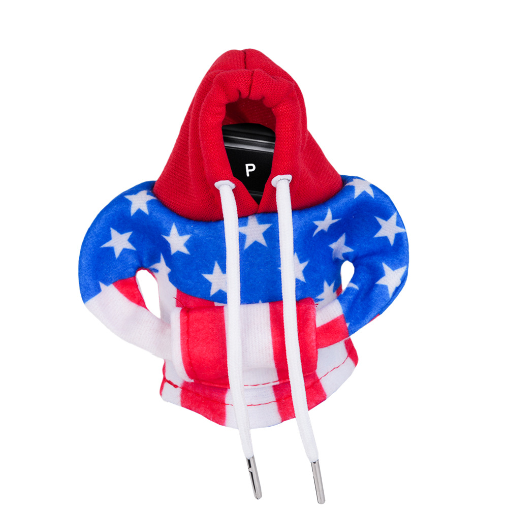 Weihnachts-sonderedition: Schalthebelabdeckung Im Hoodie-stil Für Auto, Inklusive Handbremshebelabdeckung – Design Mit Nationalflagge