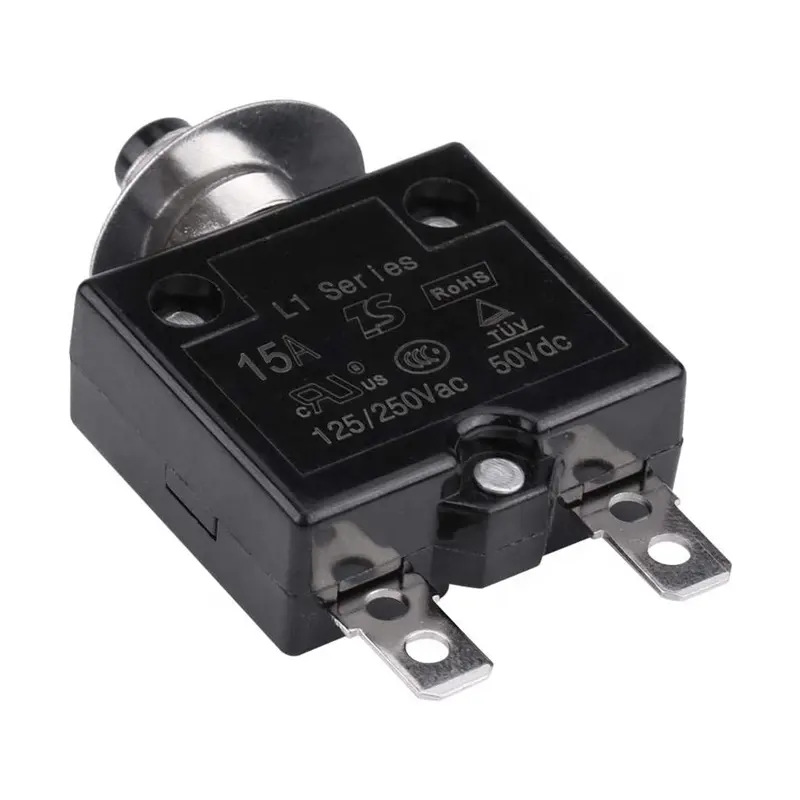 Überlastschutz 5-30a Drucktaster-leistungsschalter 50vdc Manuell Rückstellbarer Thermischer Leistungsschalter Motorschutz -20a -