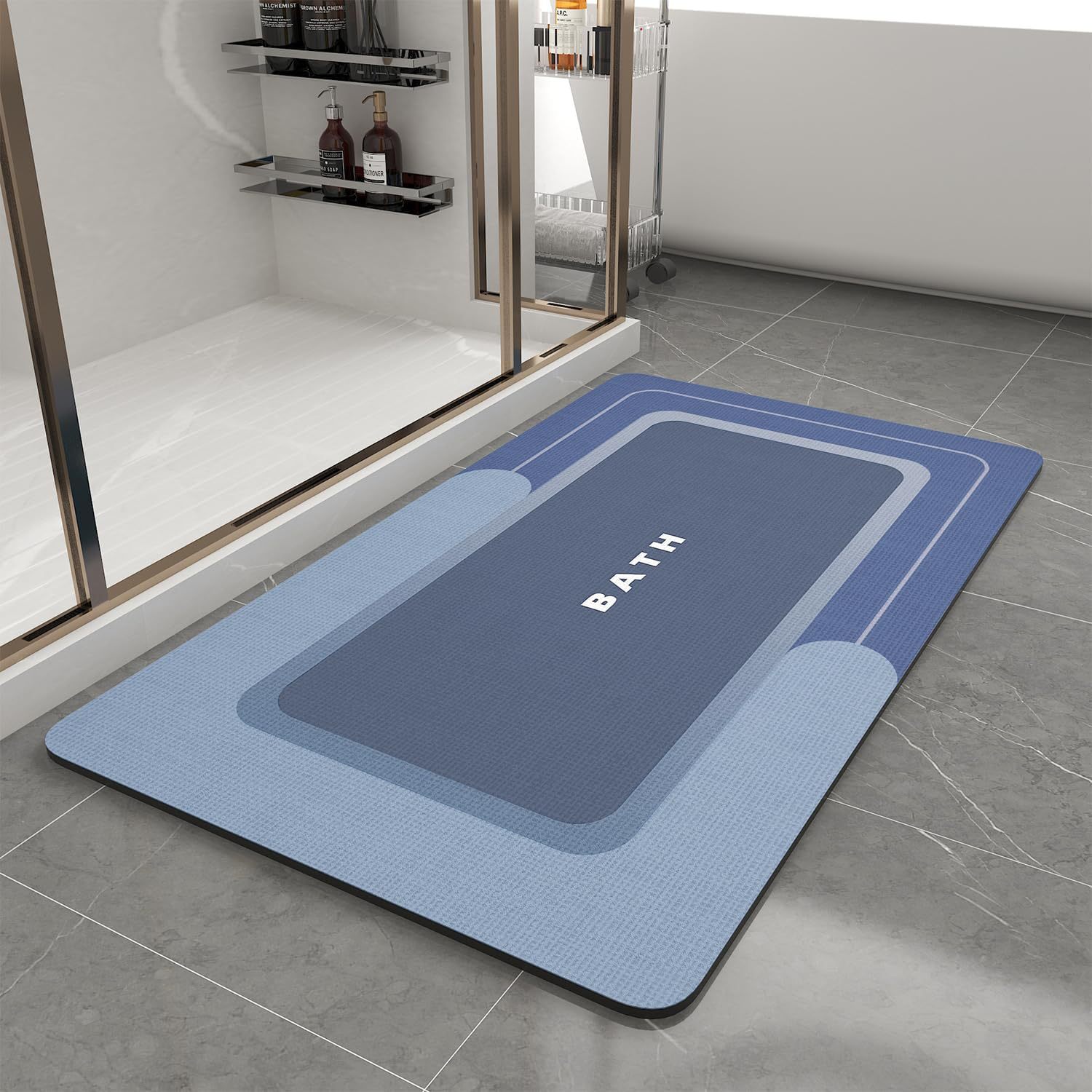 Schnelltrocknende Badezimmermatte Für Den Haushalt, Rutschfest, Saugfähig, Waschbar Hotel-wc-matte – Blau – 40 X 150 X 0,3 Cm