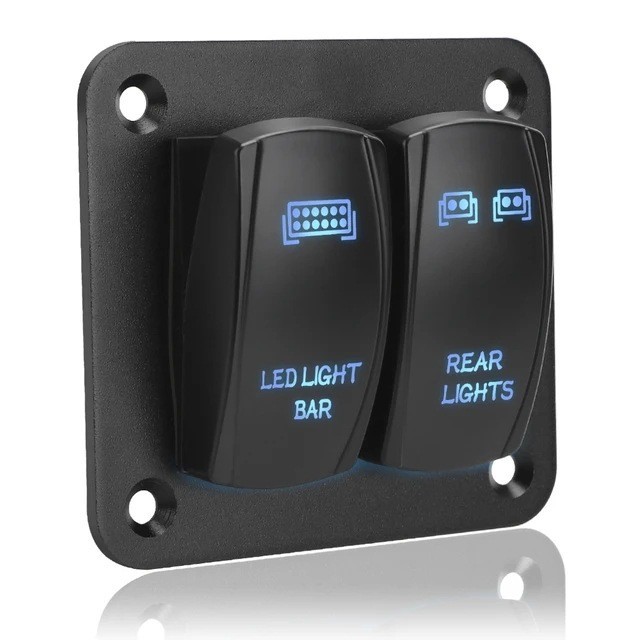 Wippschalter-bedienfeld, 2/3-positionen-wippschalter, 12 V/24 V, Umbauschalter Für Auto/yacht Mit Led-leuchten – 2 Blaue Positionen –