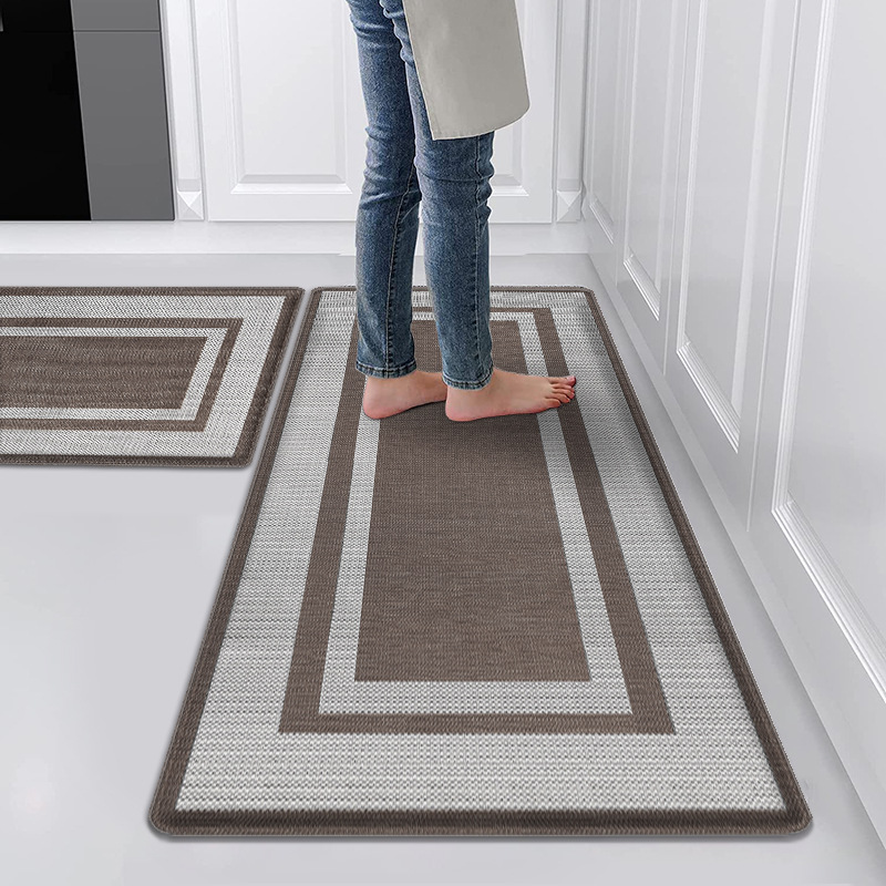 Neuer, Länglicher Teppich In Teslin-optik Für Den Eingangsbereich, Ölabsorbierend, Fleckenabweisend, Rutschfest, Geeignet Für Küche Und Wohnbereich – Teslin-imitation, Braun – 75 X 44 X 1,0 Cm