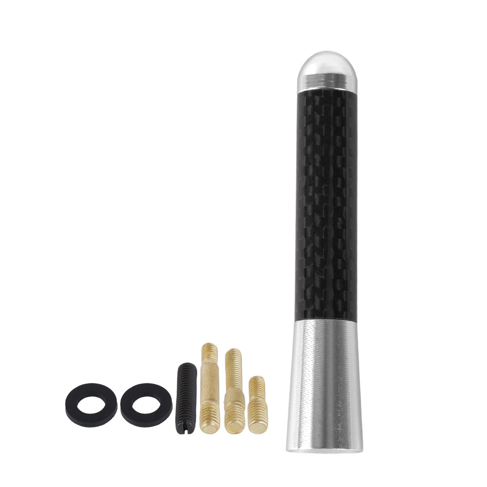 Auto-modifikation: 3,5/8 Cm Aluminium-radioantenne, Universelle Kohlefaserantenne, Dekorationsartikel – Silber
