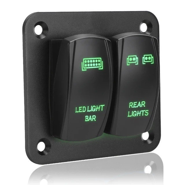 Wippschalter-bedienfeld, 2/3-positionen-wippschalter, 12 V/24 V, Umbauschalter Für Auto/yacht Mit Led-leuchte – 2-positionen Grün –
