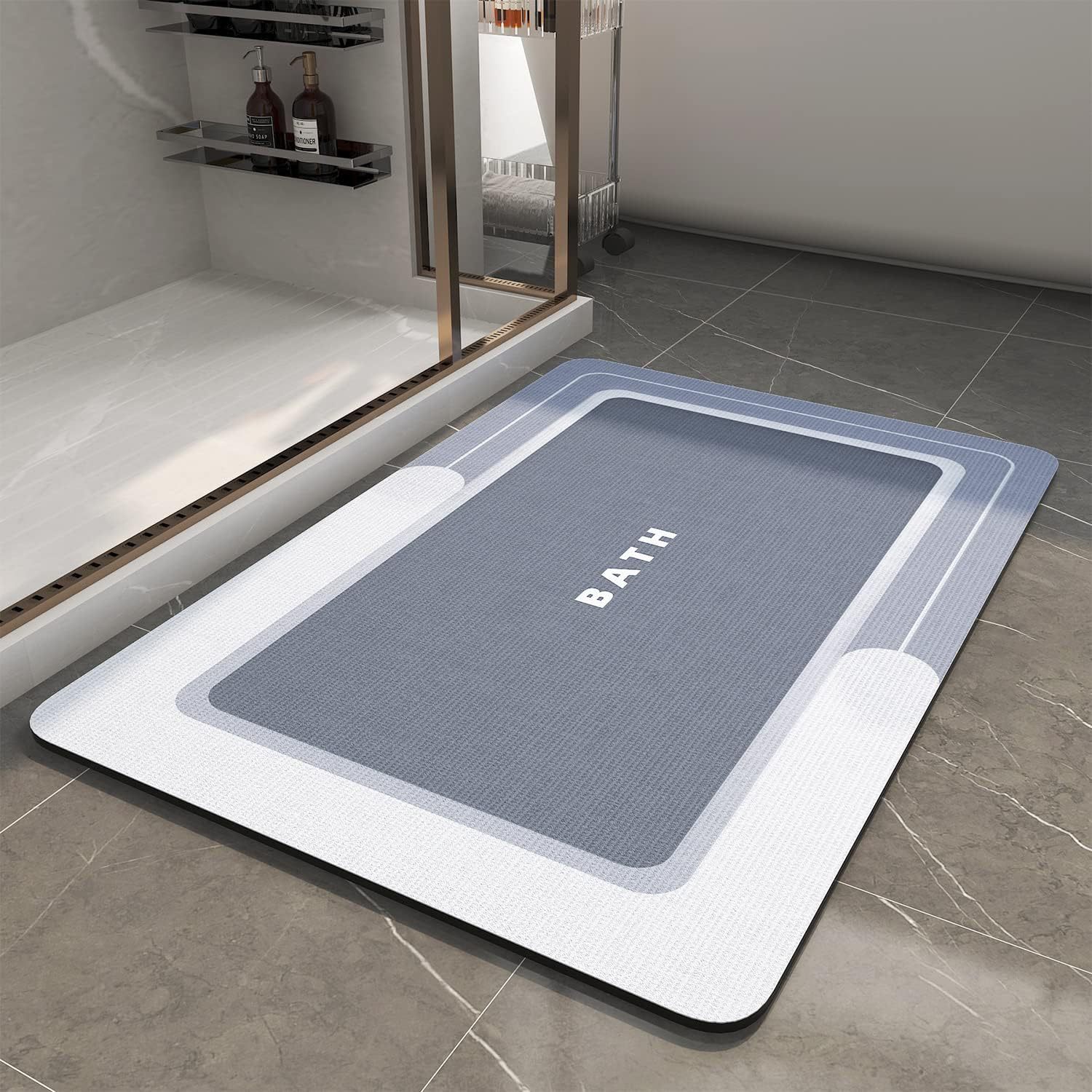 Schnelltrocknende, Rutschfeste Bad-/wc-matte Für Den Haushalt, Schnell Absorbierende Bodenmatte, Waschbare Hotel-wc-matte – Badezimmer – Hellgrau – 40 X 60 X 0,3 Cm