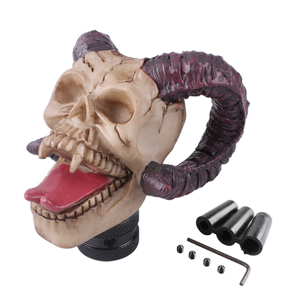 Individuell Gestalteter Schaltknauf Mit Totenkopfmotiv, Für Manuelle Oder Automatische Schaltung – Stierhorn-totenkopf