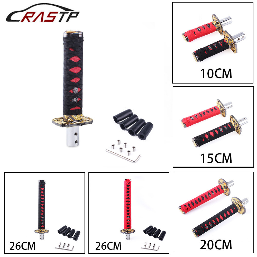 Auto-modifikation: Samurai-schwert-schalthebelkopf, Kurzer Schalthebelgriff Aus Aluminiumlegierung – Rot, 26 Cm