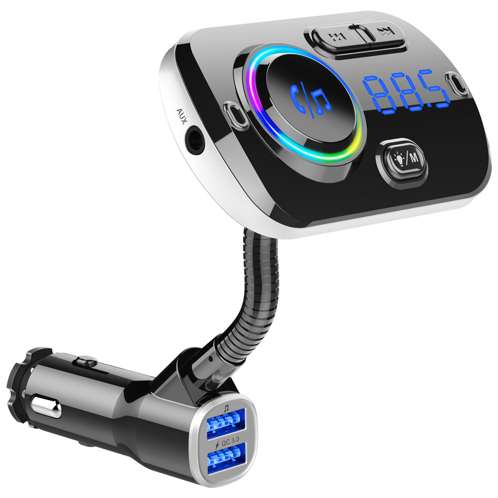 Bc49aq Auto-mp3-player Mit Bluetooth-freisprecheinrichtung, Siebenfarbiger Ambientebeleuchtung Und Qc3.0-schnellladefunktion – Schwarz