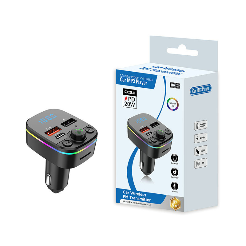 Bluetooth-mp3-player Fürs Auto, Freisprechfunktion, Kartenwiedergabe, Fm-transmitter Mit Kfz-ladegerät – C8 Mit Verpackung