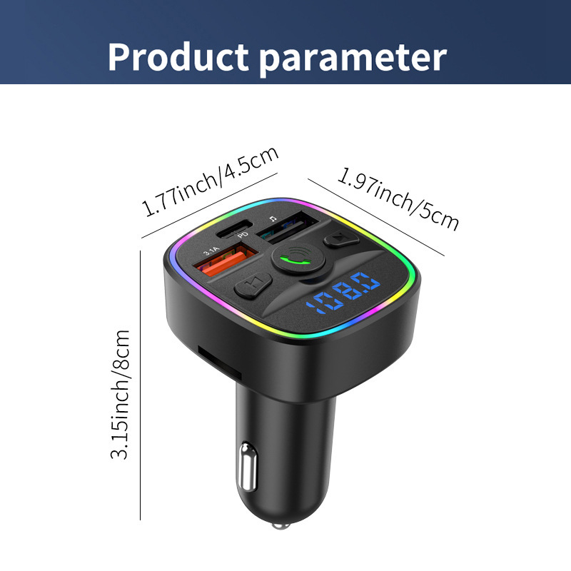 C33 Auto-mp3-player Mit Bluetooth V5.3, Freisprecheinrichtung, Fm-transmitter Und Kfz-ladegerät – C33 Farbbox-verpackung