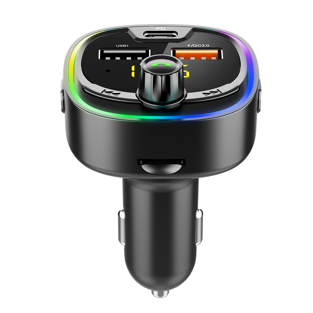 Farbiges Ambientelicht, Bluetooth-mp3-player, Dual-usb-freisprecheinrichtung, Fm-radio Und Transmitter Fürs Auto T08d – Schwarz