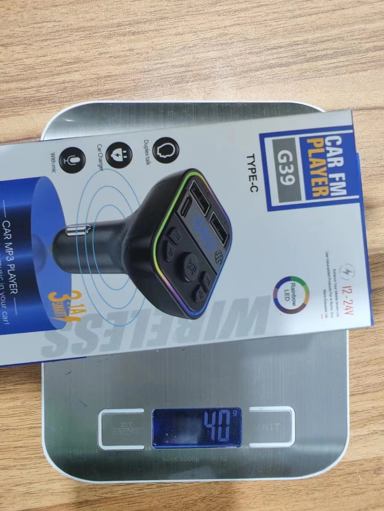 G38 Auto-bluetooth-mp3-player, Autoladegerät, Fm-transmitter, Freisprecheinrichtung, Dual-port-usb-empfänger -- G39 (verpackt In Einer Farbbox)