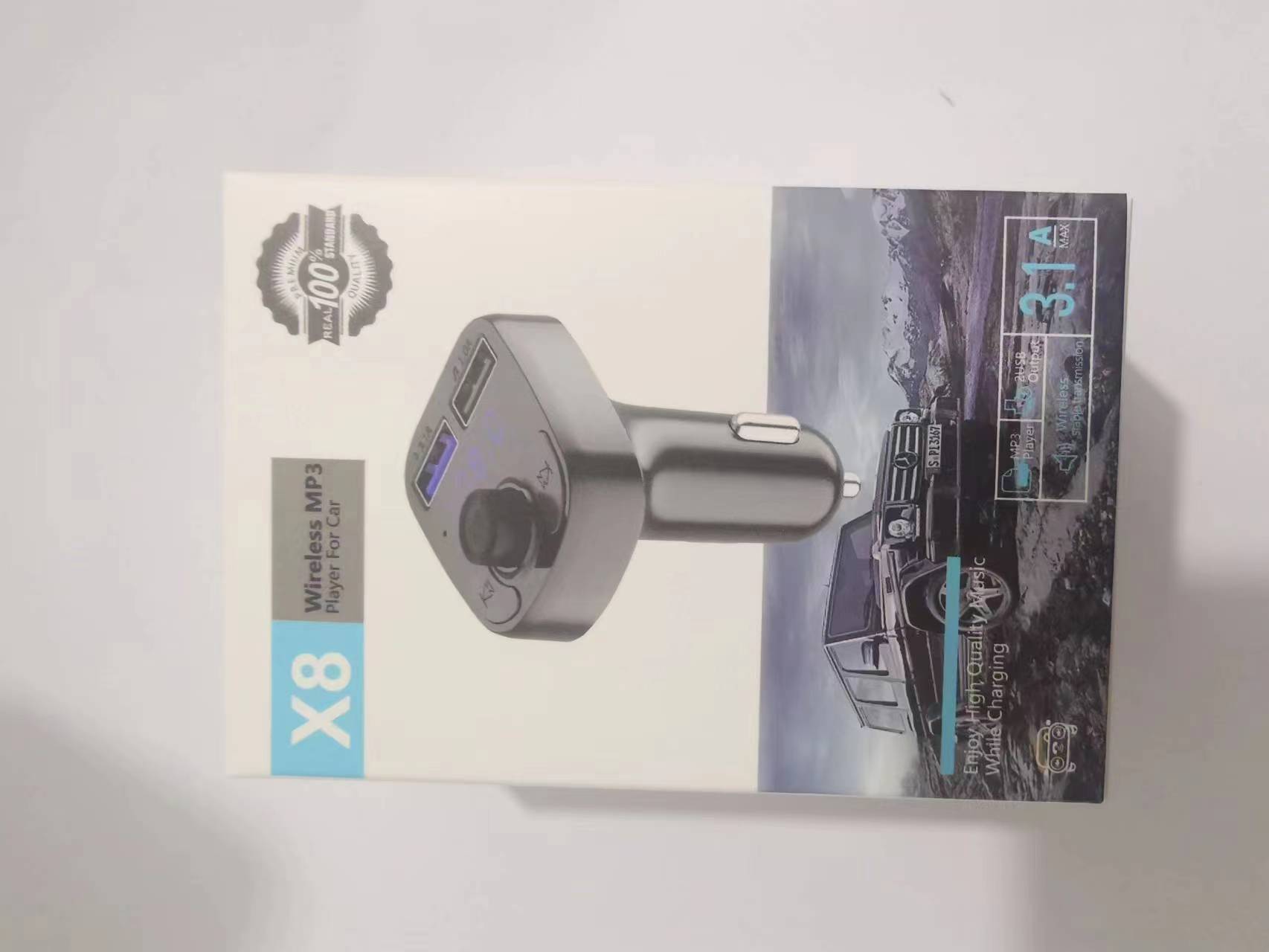 G38 Auto-bluetooth-mp3-player, Autoladegerät, Fm-transmitter, Freisprecheinrichtung, Dual-port-usb-empfänger -- X8, Verpackt, Mindestbestellmenge 1000 Stück.