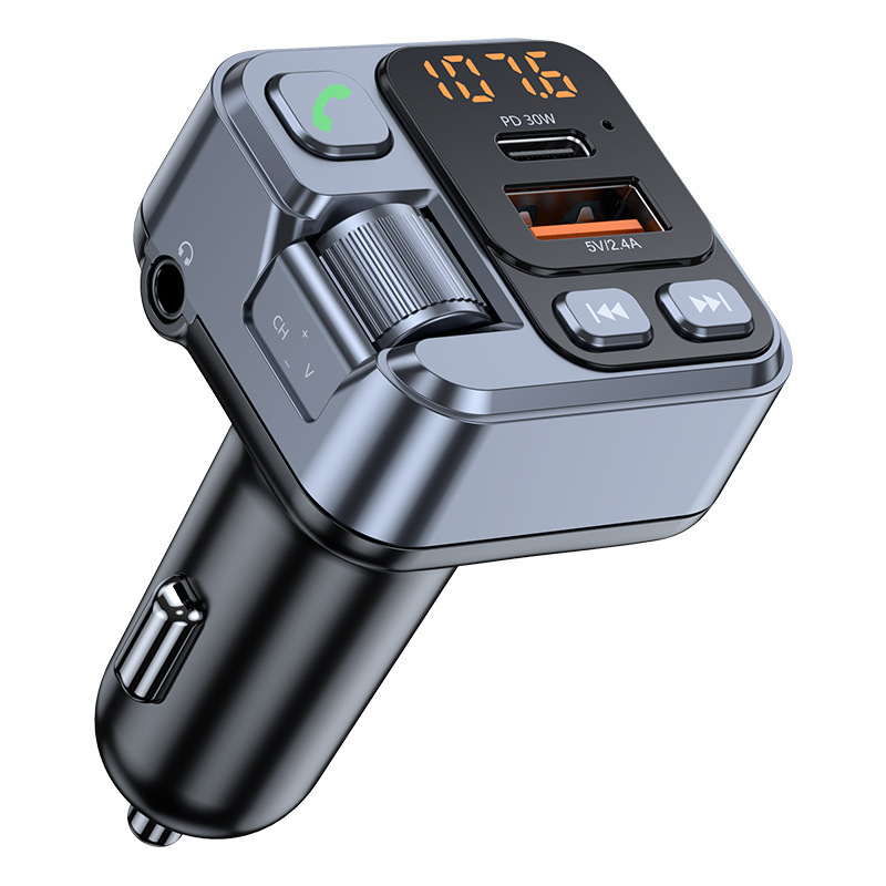 Mp3-player Fürs Auto, Fm-transmitter, Pd 30w Schnellladefunktion + 2,4a Bluetooth-freisprecheinrichtung, Aux-wiedergabe, Kfz-ladegerät – Neutral T16