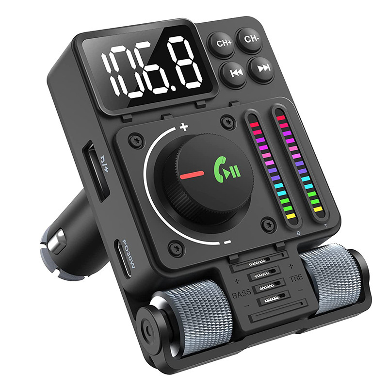 Mt01 Auto-mp3-bluetooth-freisprecheinrichtung Mit Fm-transmitter, Pd, 30 W Schnellladefunktion, Hifi-musikplayer -- Mt01
