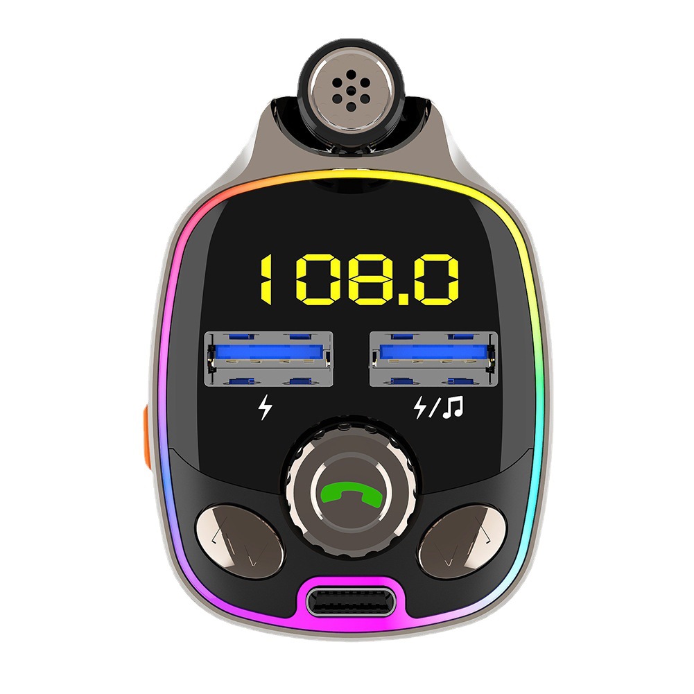 Neuer Auto-mp3-bluetooth-fm-transmitter Mit Bluetooth-player, Siebenfarbiger Ambientebeleuchtung Und Bluetooth-freisprechfunktion.
