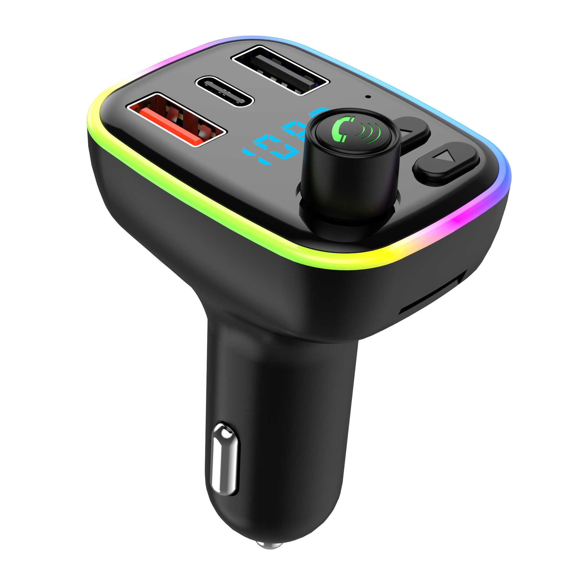 Neuer Auto-mp3-player Car F5 Mit Bluetooth-freisprecheinrichtung, Siebenfarbiger Ambientebeleuchtung, Kfz-ladegerät Und Fm-transmitter
