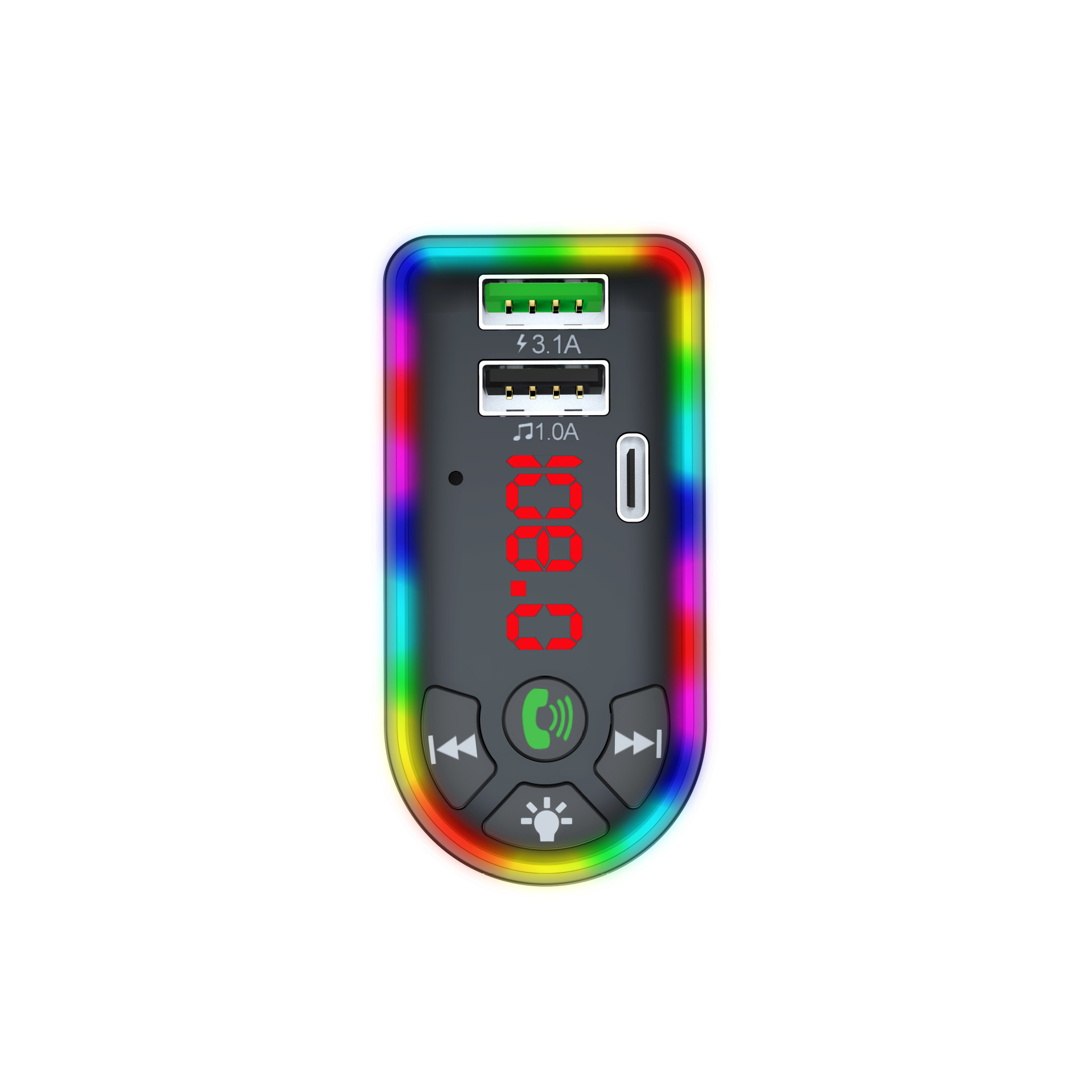 Neuer F7 Auto-mp3-player (modelljahr 2021) Mit Bluetooth-freisprecheinrichtung, Fm-radio, Zwei Usb-anschlüssen, Ambientebeleuchtung Und Pd-schnellladefunktion.