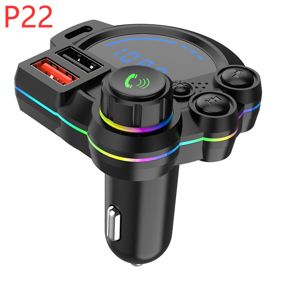 P22 Auto-bluetooth-mp3-freisprecheinrichtung Mit Fm-transmitter, Qc3.0 + Pd20w Dual-schnellladefunktion – Inklusive Gerät Und Tasche