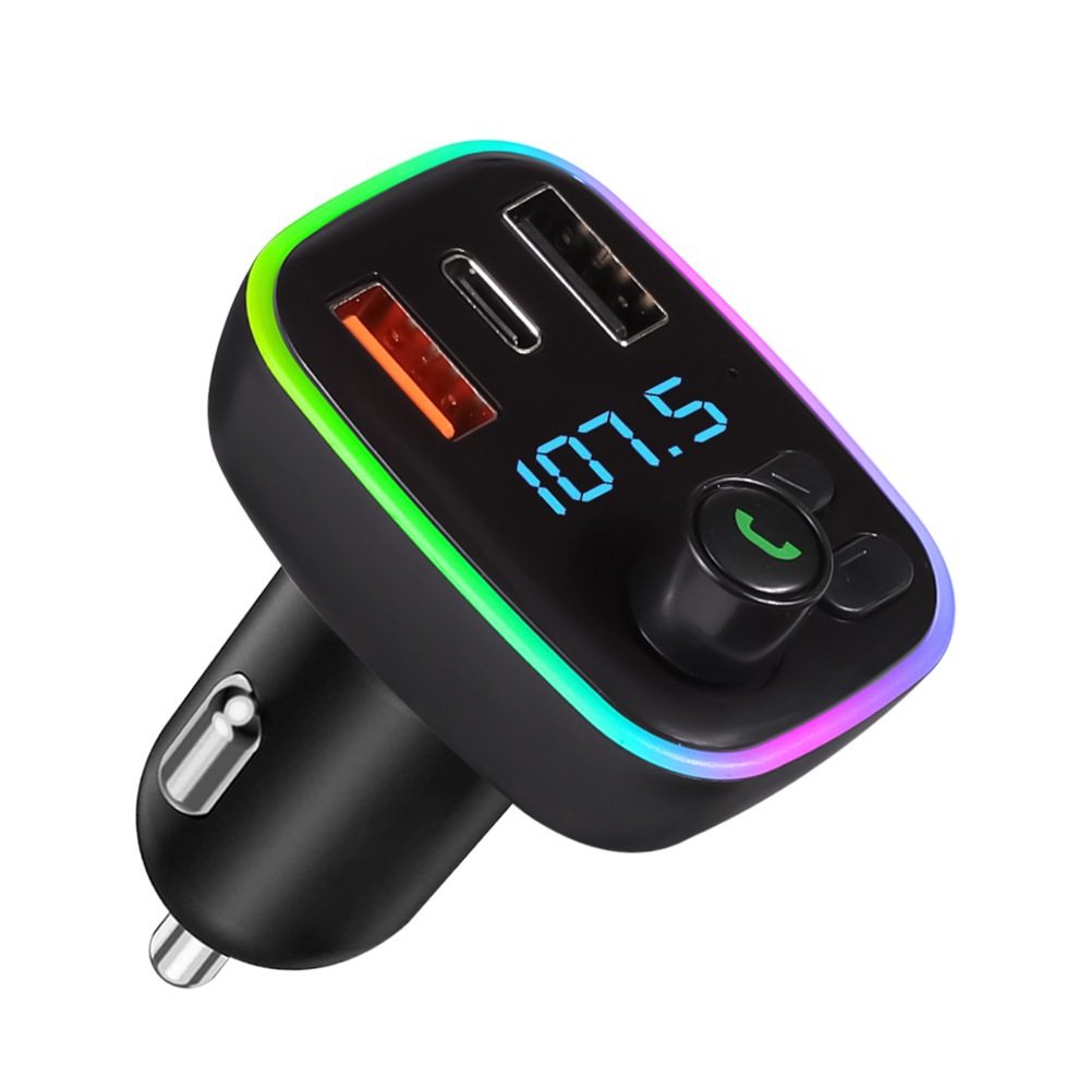 Qc3.0 Auto-bluetooth-mp3-player Mit Freisprecheinrichtung, Fm-transmitter, Usb-typ-c-anschluss, Dual-usb-ladegerät Und Tf-kartensteckplatz – Qc3.0 (ohne Zubehör) Inklusive Tasche